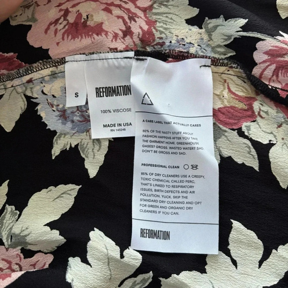 Reformation Women's Wrap Dress in Black Royce in Brookvale Floral Print Size Sm - Picture 8 of 8